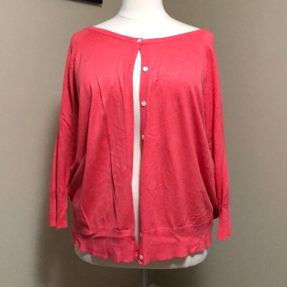Lane Bryant Sweaters - Lane Bryant 26/28 pink/coral cardigan